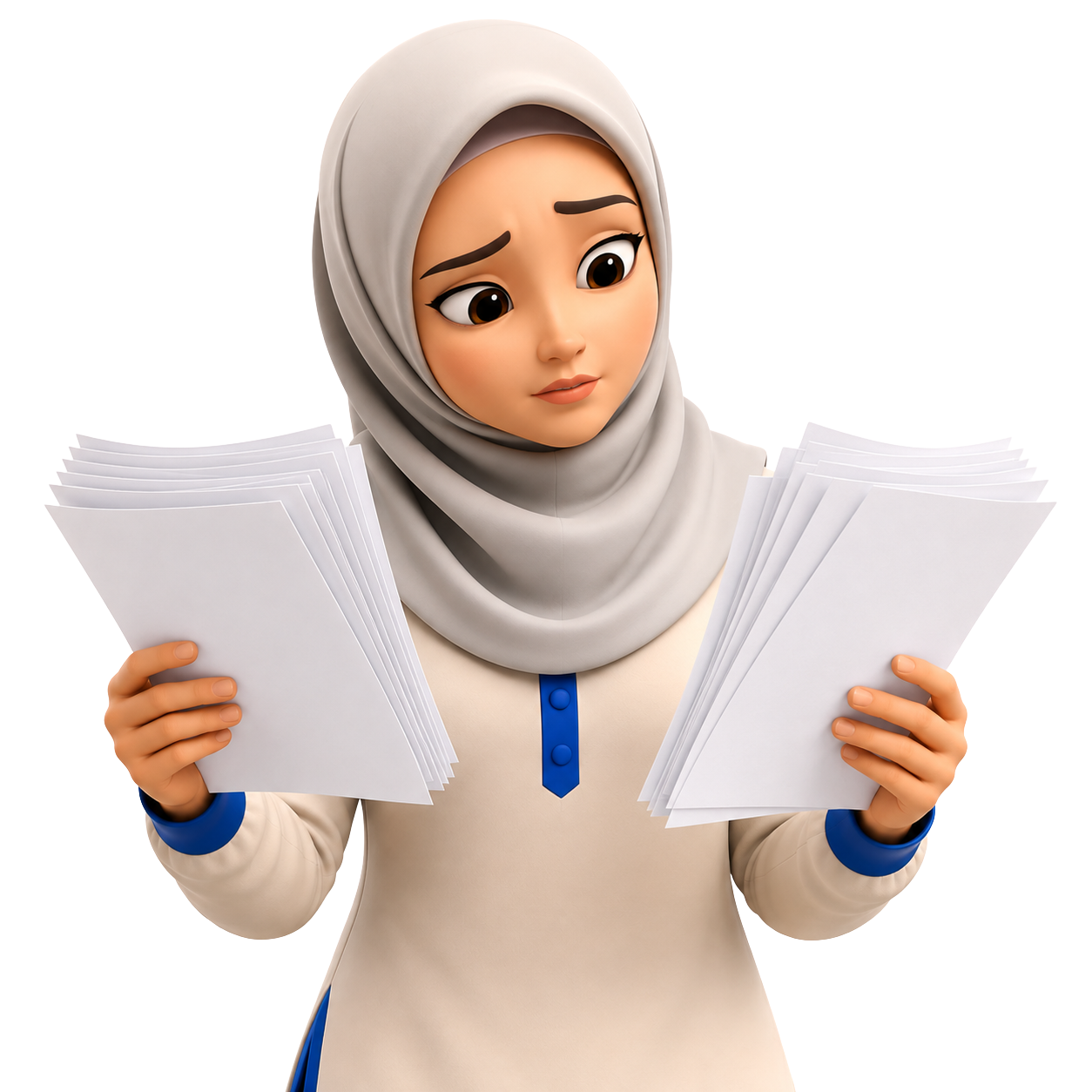 Ibu membandingkan pilihan worksheet untuk anak
